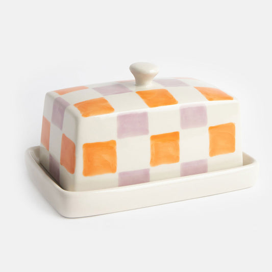 Caroline Gardner Multi Check Butter Dish