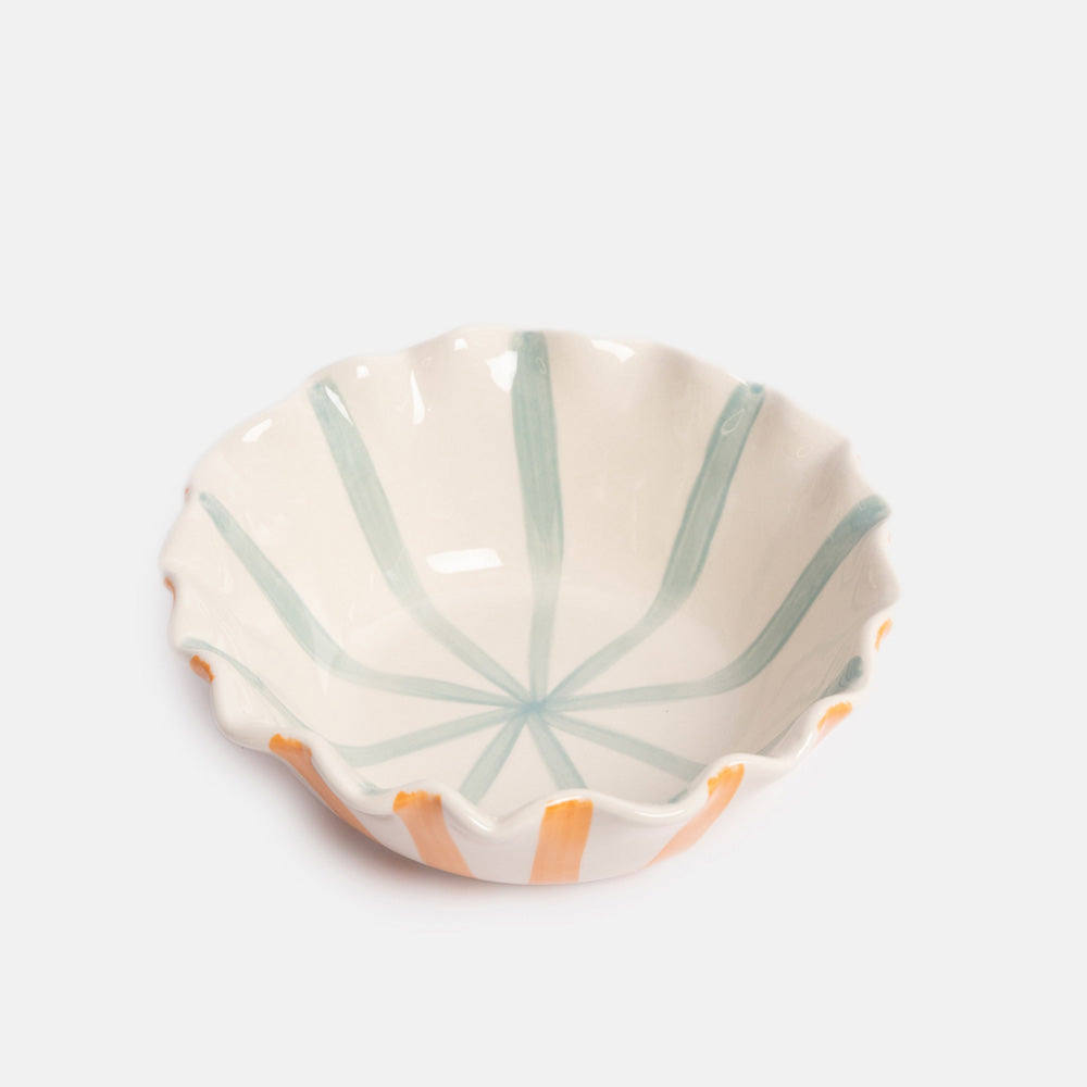 Caroline Gardner Orange / Blue inside & Outside Frilly Bowl