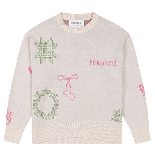 Black & Beech - Cross Stitch Jumper in Ecru: S