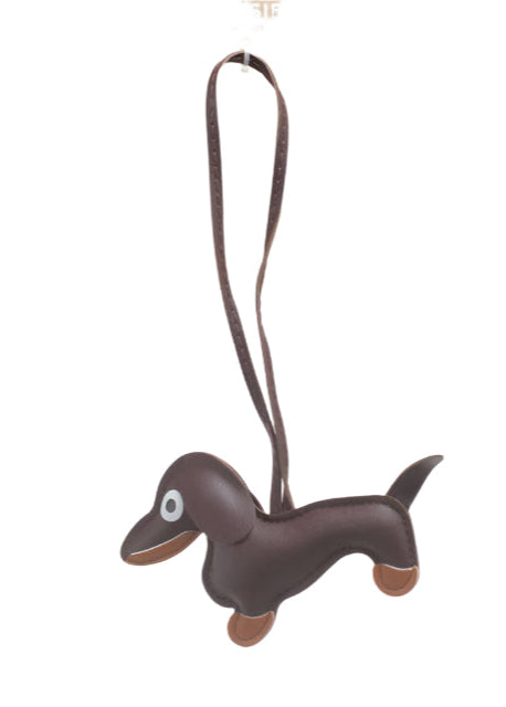 Bessie London - Brown PU Sausge Dog Handbag Charm