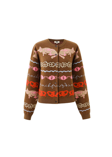 FRNCH ABYSSIN Cardigan in Ice Brown