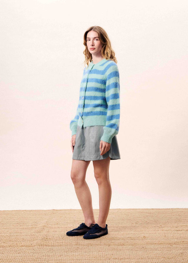 FRNCH Azur Cardigan in Blue & Green Stripe