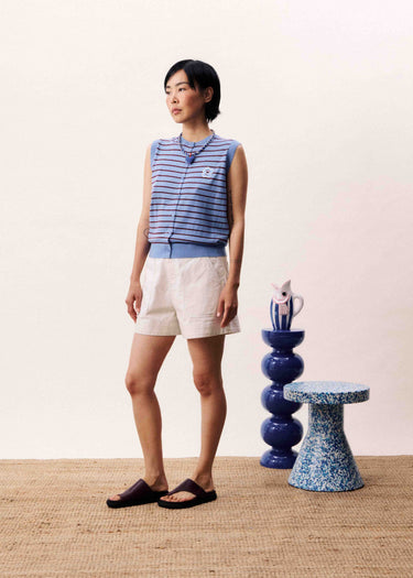 FRNCH Glacier Cardigan in Lavender Blue Stripe