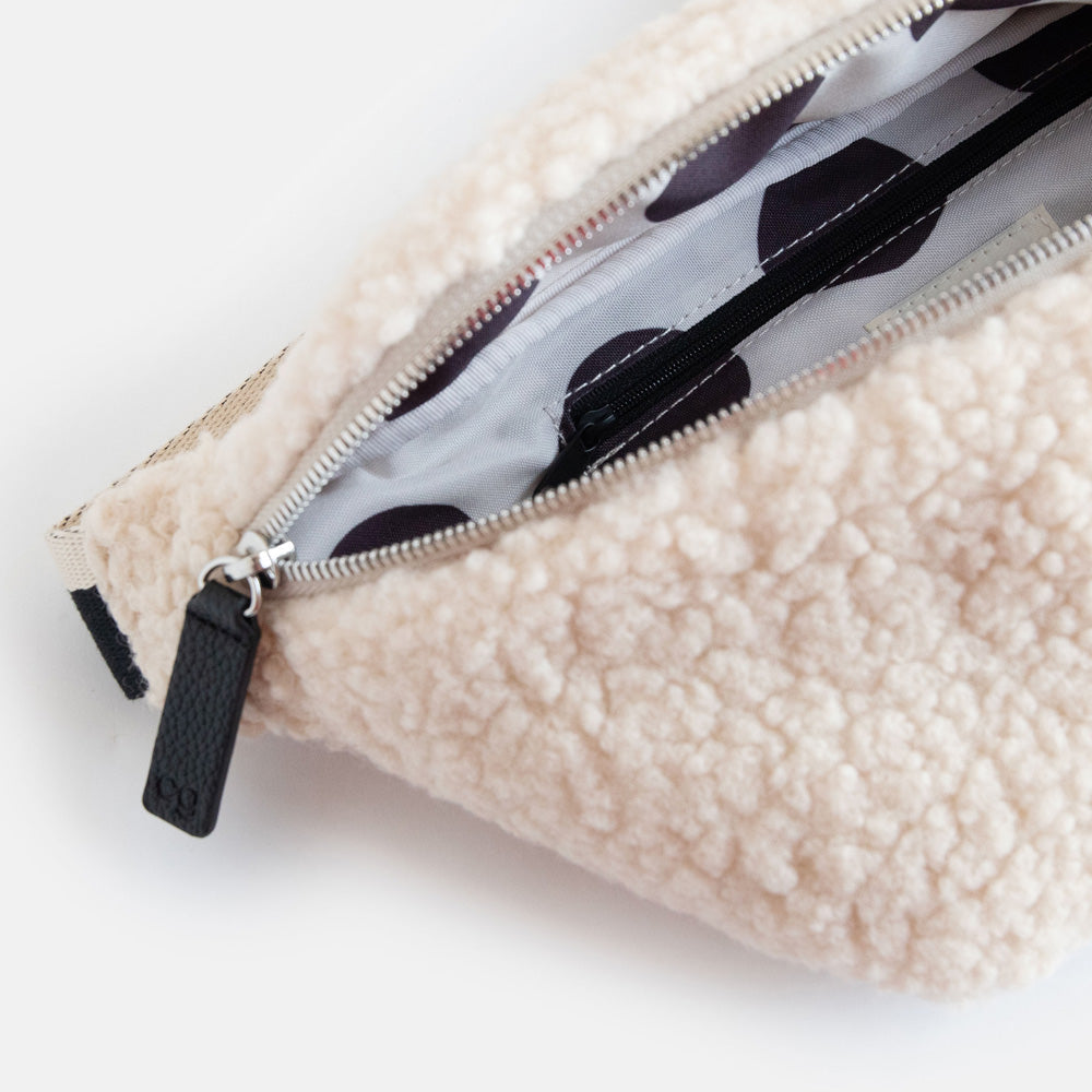 Caroline Gardner Cream Borg Crossbody Bag