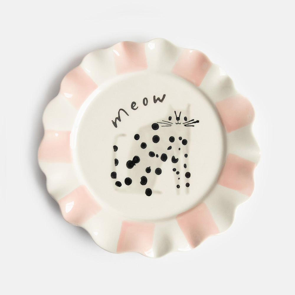 Caroline Gardner Meow Dotty Cat Ceramic Plate