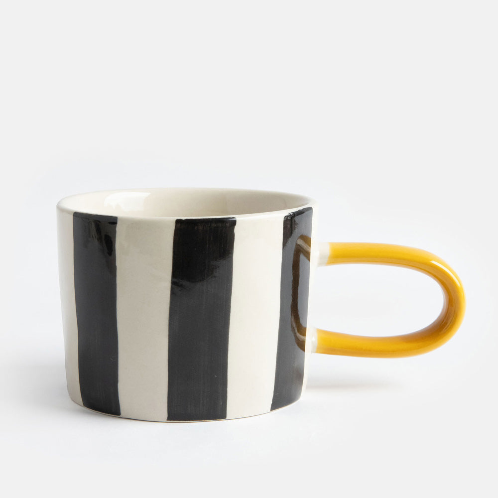 Caroline Gardner Mono Wide Stripe Ceramic Mug