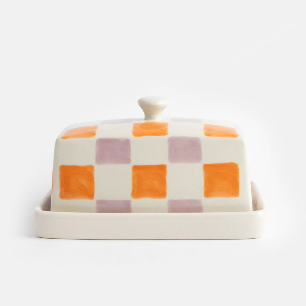 Caroline Gardner Multi Check Butter Dish