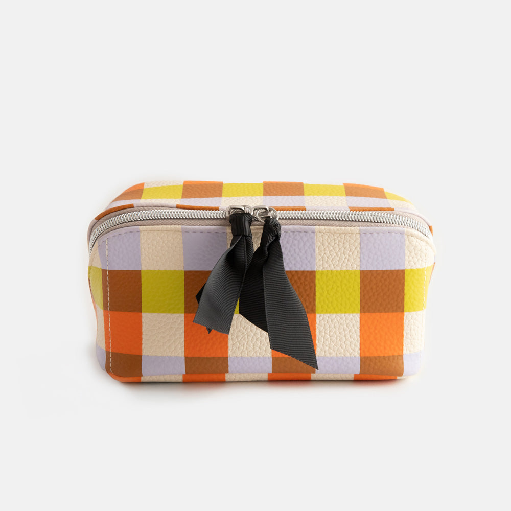 Caroline Gardner Multi Check Flat Lay Cosmetic Bag