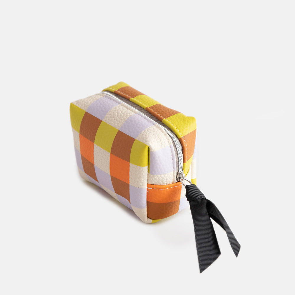 Caroline Gardner Multi Check Ultra Mini Cube Cosmetic Bag