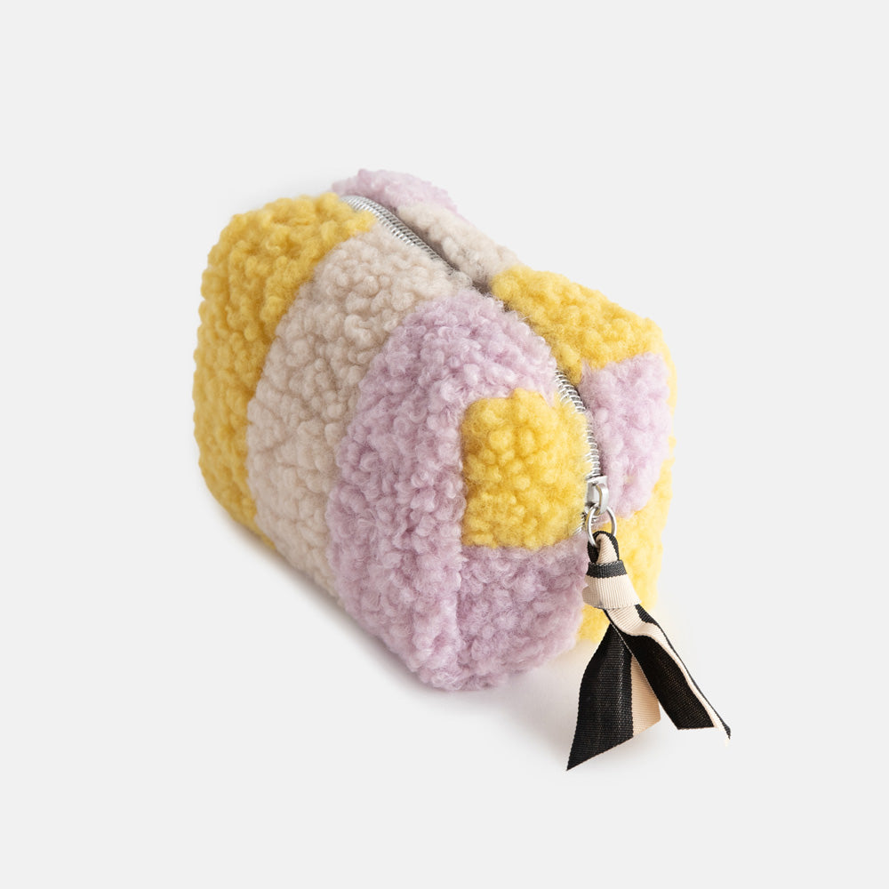 Caroline Gardner Multi Stripe Borg Mini Cube Cosmetic Bag