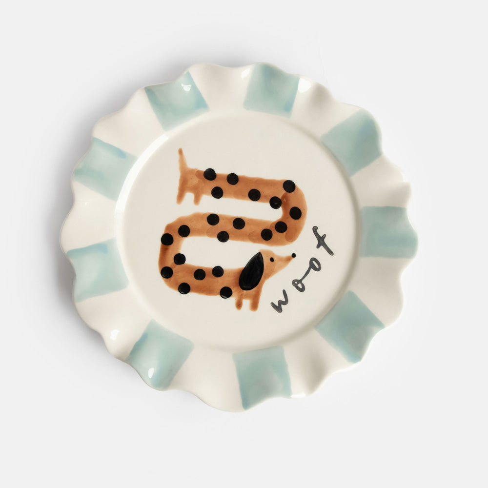 Caroline Gardner Woof Sausage Dog Ceramic Plate
