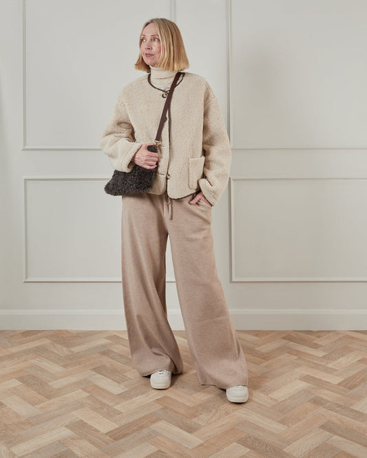 Chalk Large Pouch Bag With Strap in Curly Cocoa