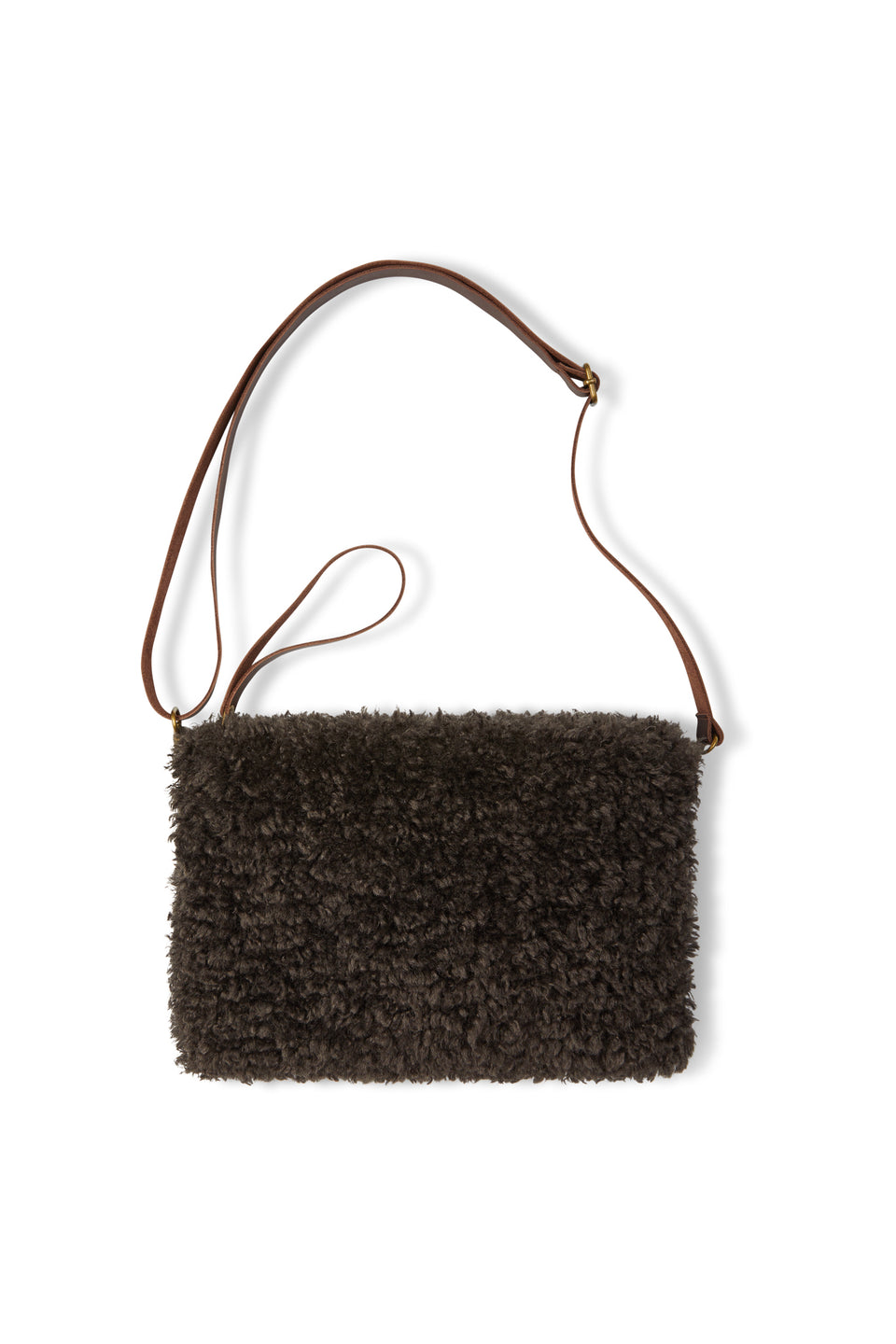 Chalk Large Pouch Bag With Strap in Curly Cocoa