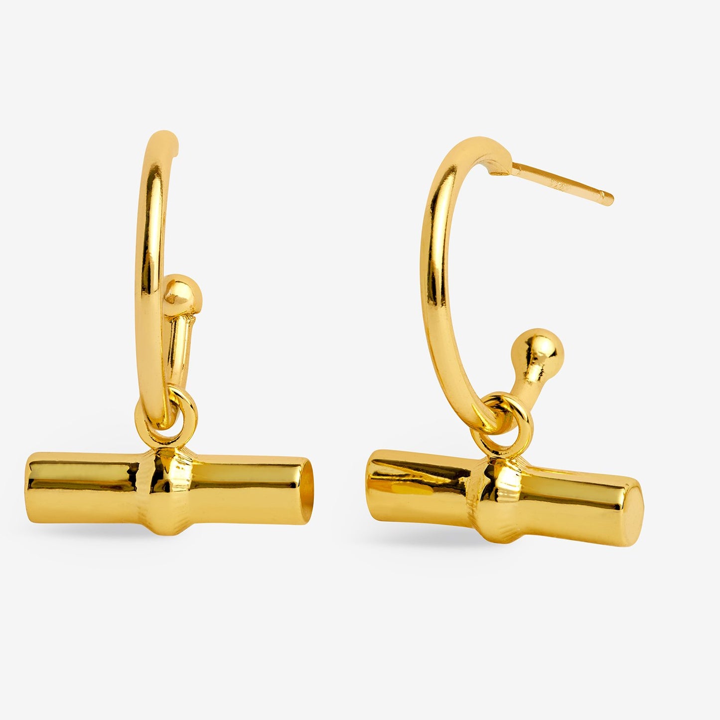 Joma Jewellery Classic Collection T-Bar Hoop Earrings In Gold Plating