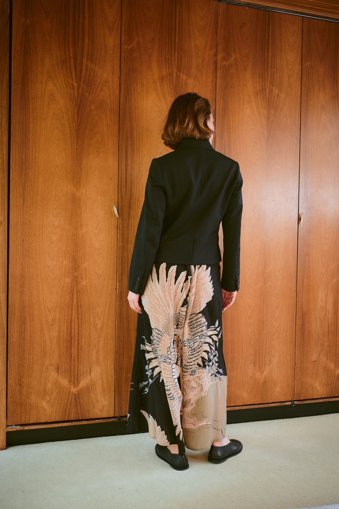 One Hundred Stars Crane Black Crepe Palazzo Pant