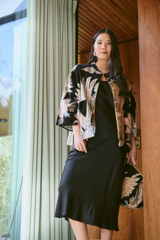 One Hundred Stars Crane Black Velvet Jacket