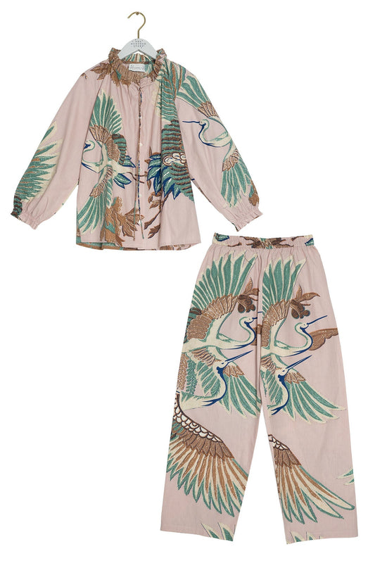 One Hundred Stars Crane Plaster Pink Poplin Pyjamas