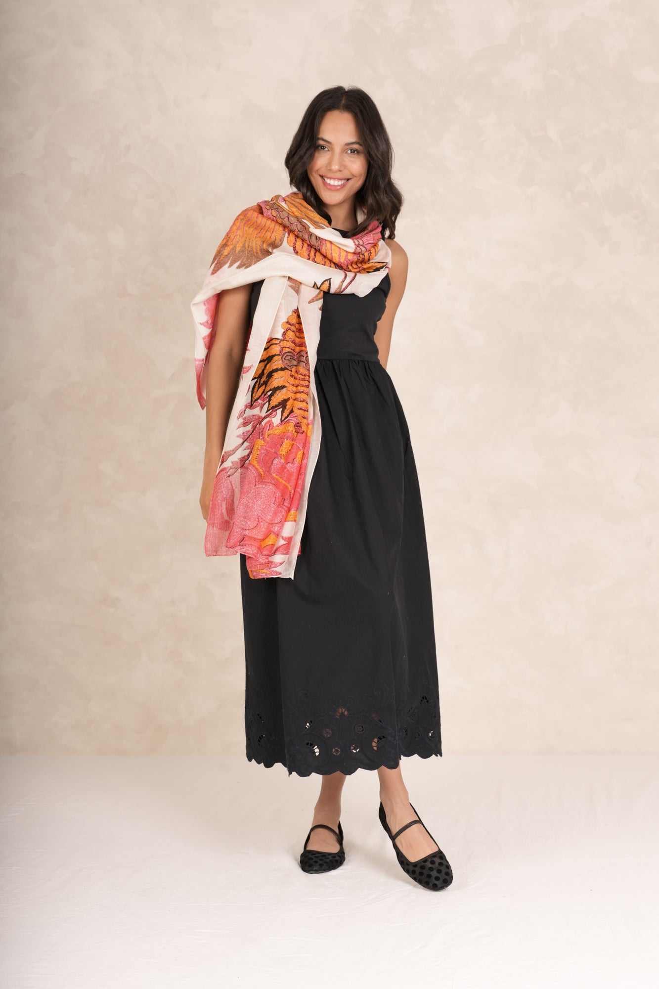 One Hundred Stars Crane Ecru Scarf