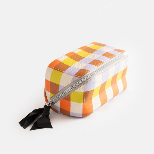 Caroline Gardner Multi Check Flat Lay Cosmetic Bag
