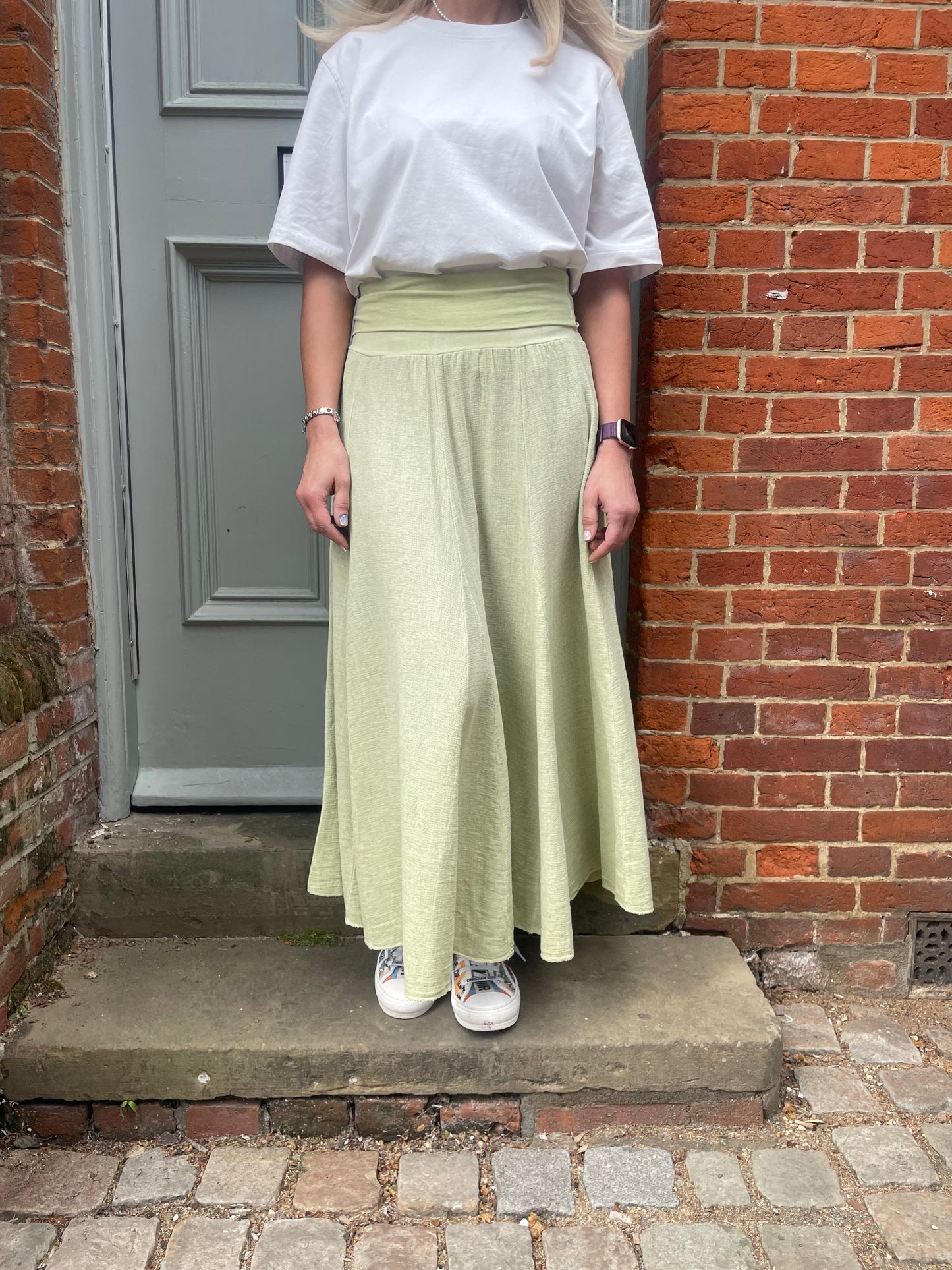 Jersey Waist Linen Texture Skirt