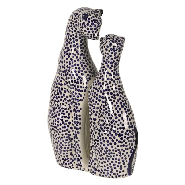 Blue Spot Ceramic Kissing Cats