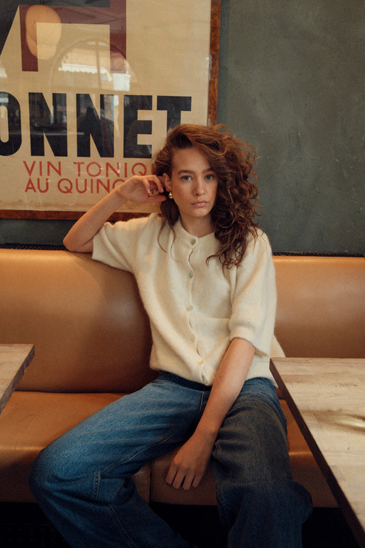 Noella Kae SS Knit Cardigan in Oyster