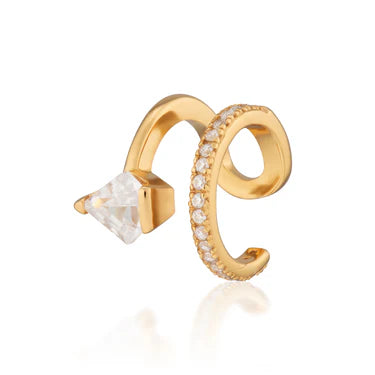 Diamond double band Small Single Ear Cuff by Scream Pretty- Gold