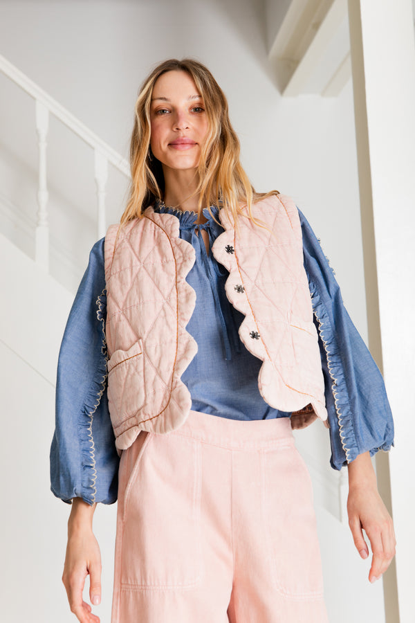 Bonte London Estelle Gilet in Chalk Pink