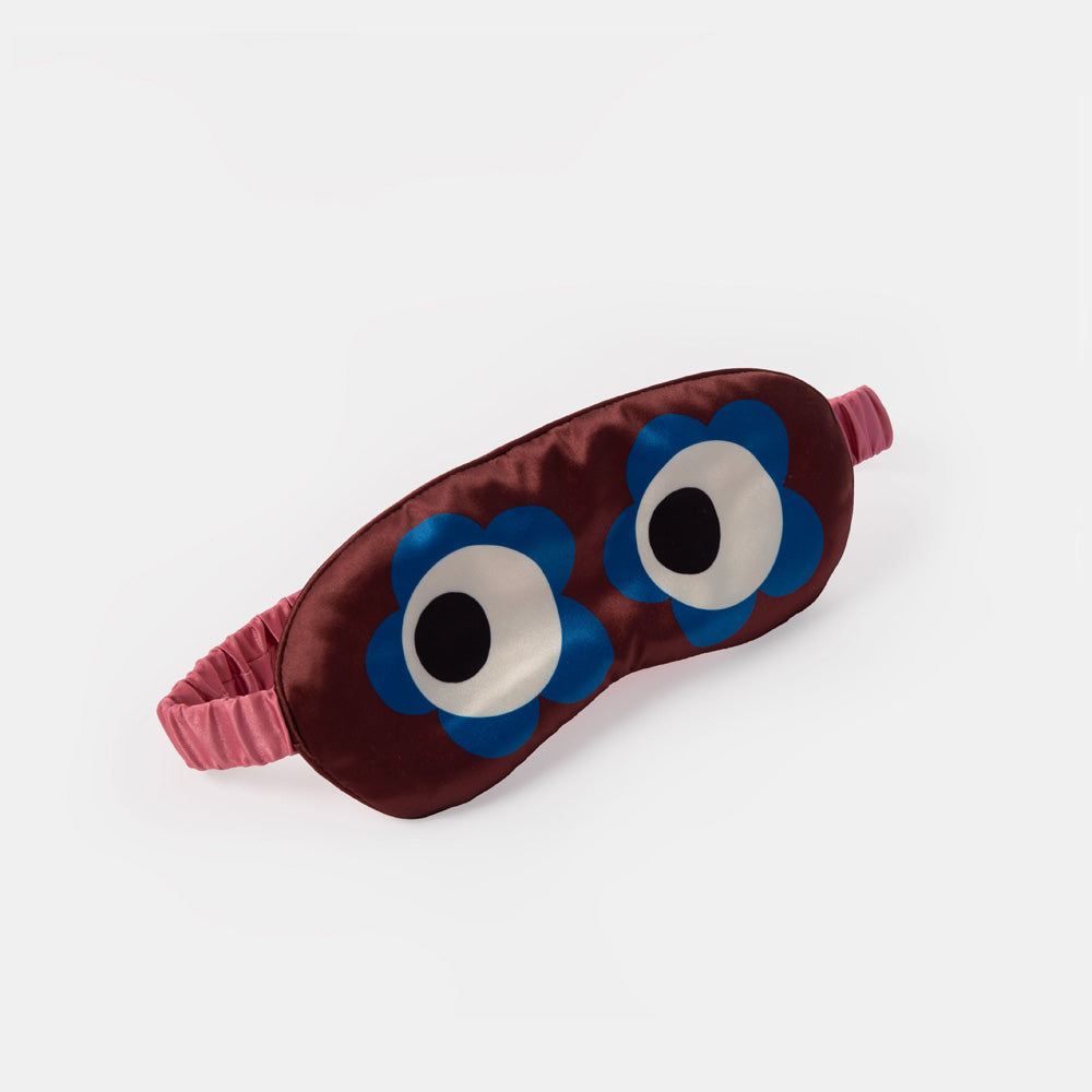 Caroline Gardener Wine & Blue Flower Eyes Satin Eye Mask