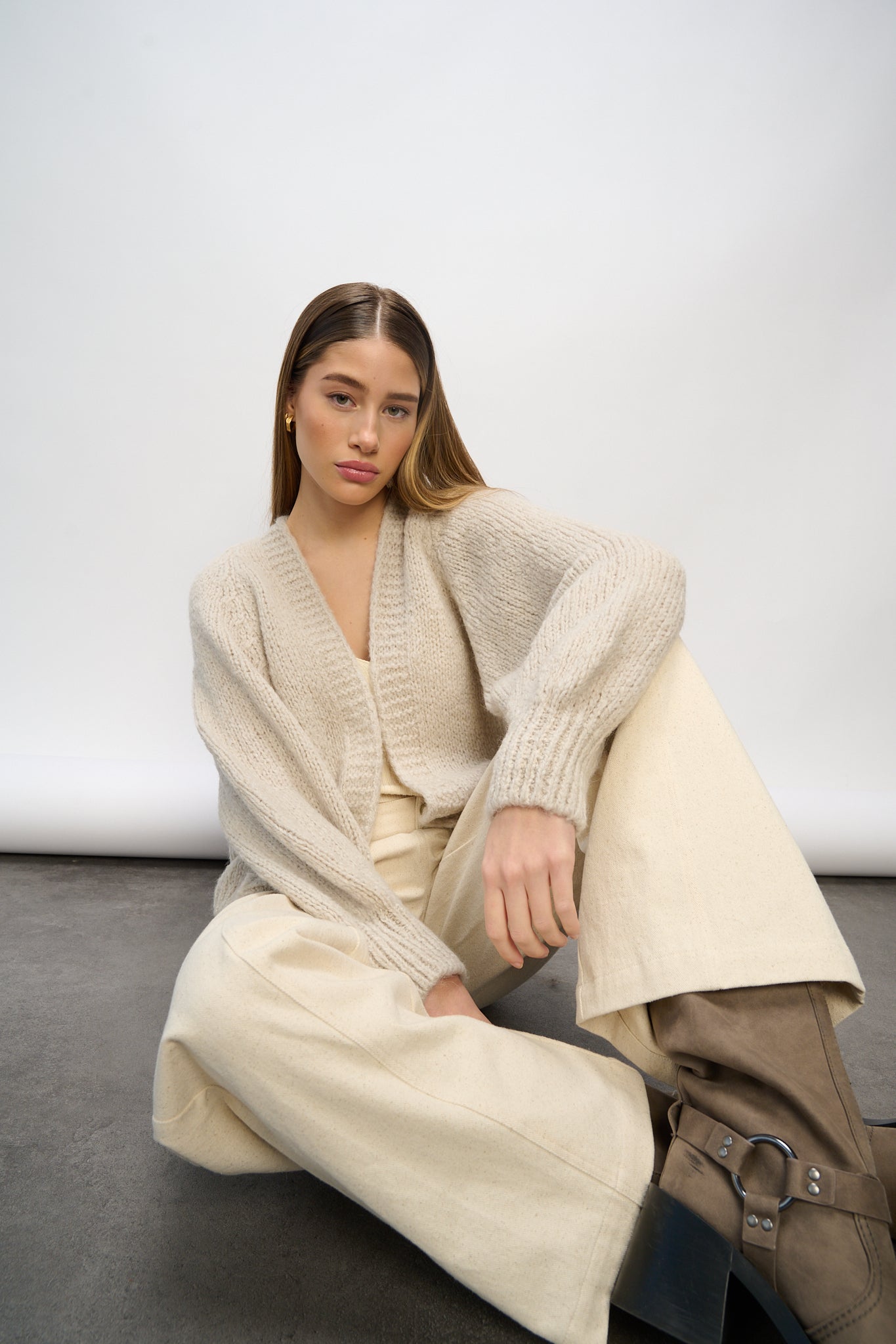 Noella Fora Knit Cardigan in Sand