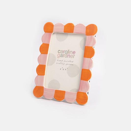 Caroline Gardner Pink & Orange Scallop Edge Photo Frame 4x6"
