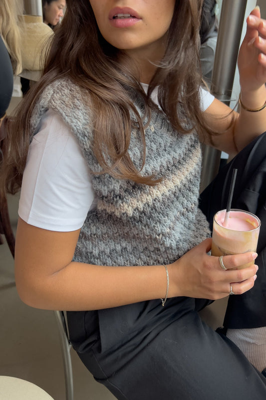 Noella Gio Knit Vest in Light Grey Mix