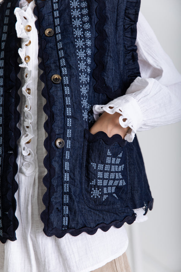 Bonte London Gwen Gilet in Dark Denim