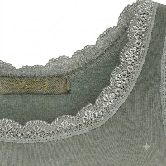Marta Angeline Lace Vest Top in Military Khaki