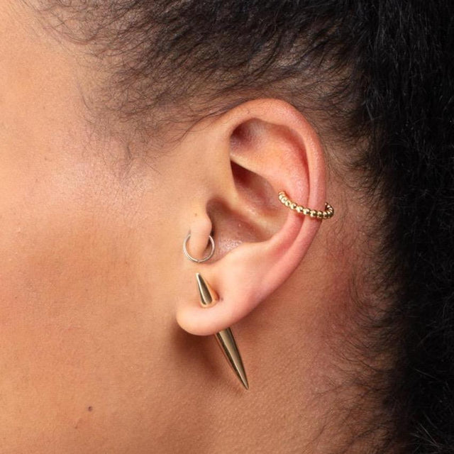 Spike Double Sided Stud Single Earring Gold