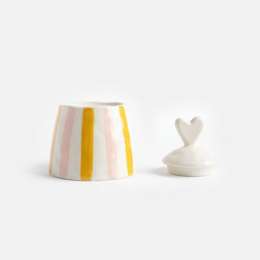 Caroline Gardener Pink/Yellow Stripe Stoneware Pot