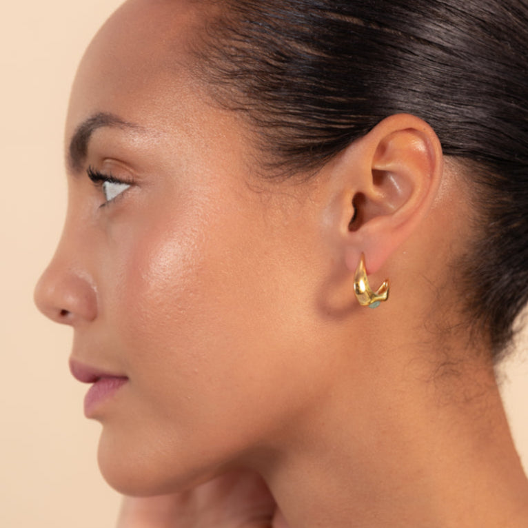 Vurchoo Jewellery Celeste Crescent Aventurine Hoop Gold