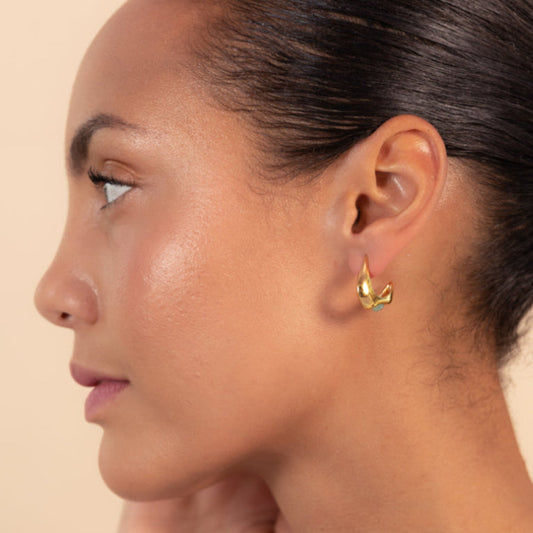 Vurchoo Jewellery Celeste Crescent Aventurine Hoop Gold
