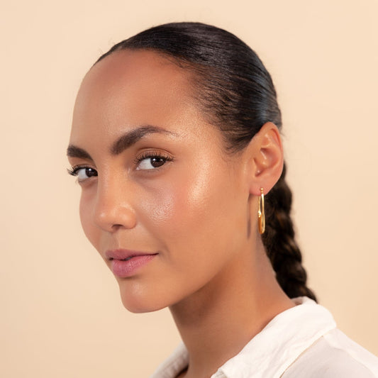 Vurchoo Jewellery Streamline Long Hoops Minimalist Gold Earrings