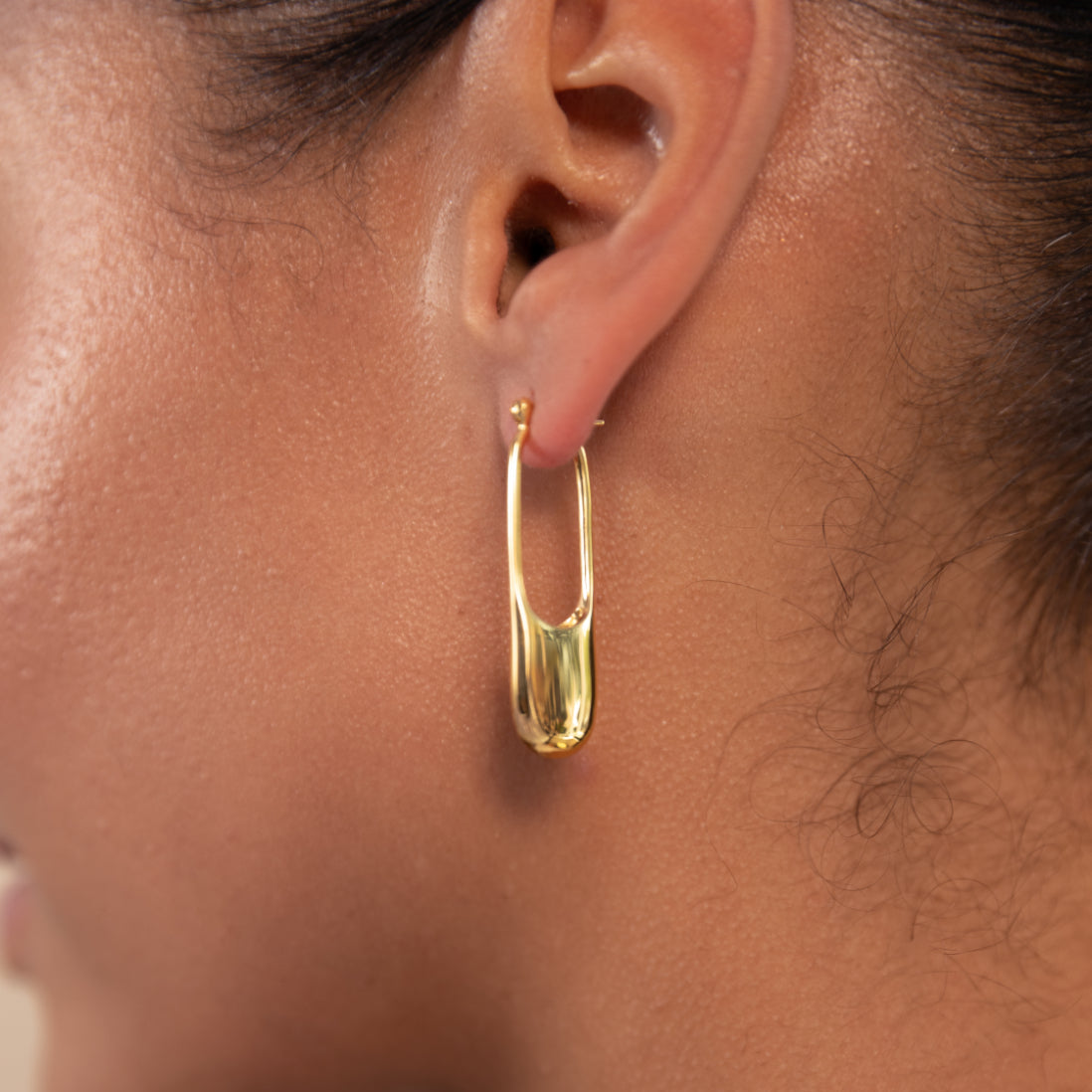 Vurchoo Jewellery Streamline Long Hoops Minimalist Gold Earrings