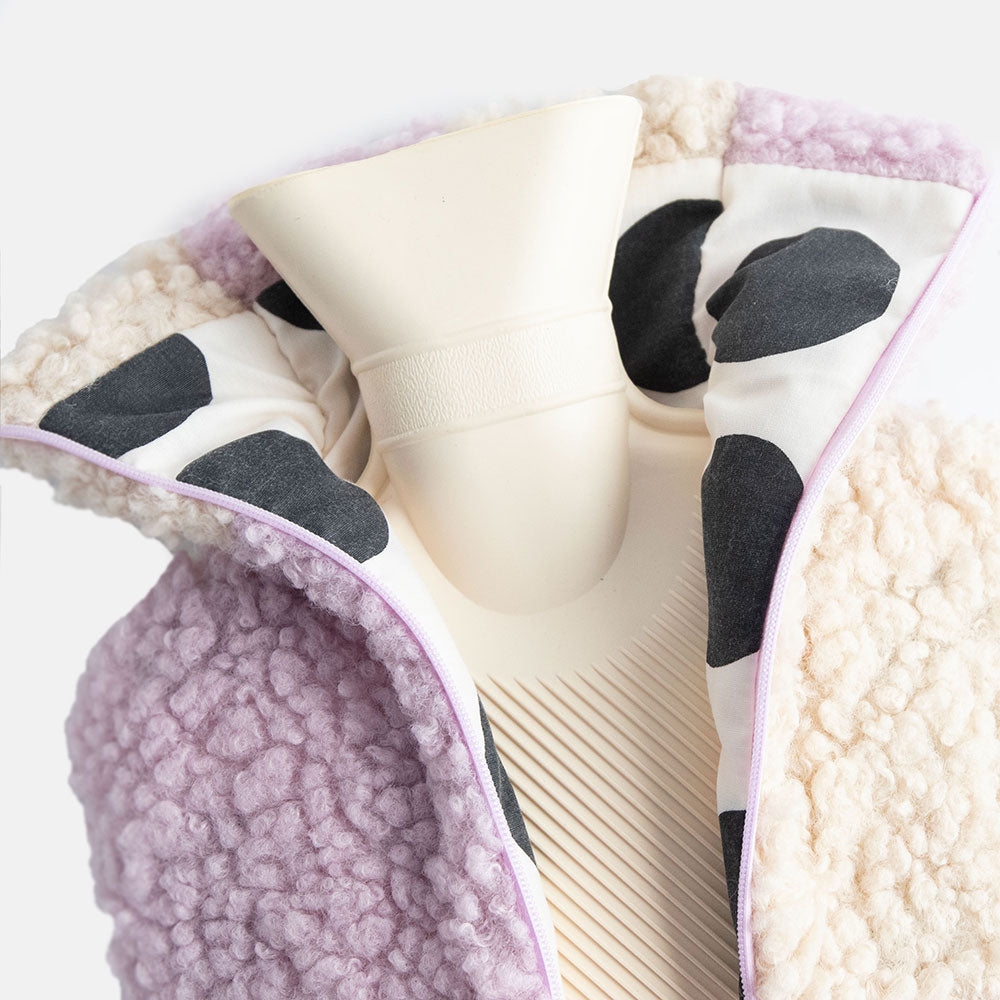 Caroline Gardner Lilac/Cream Check Borg Hot Water Bottle