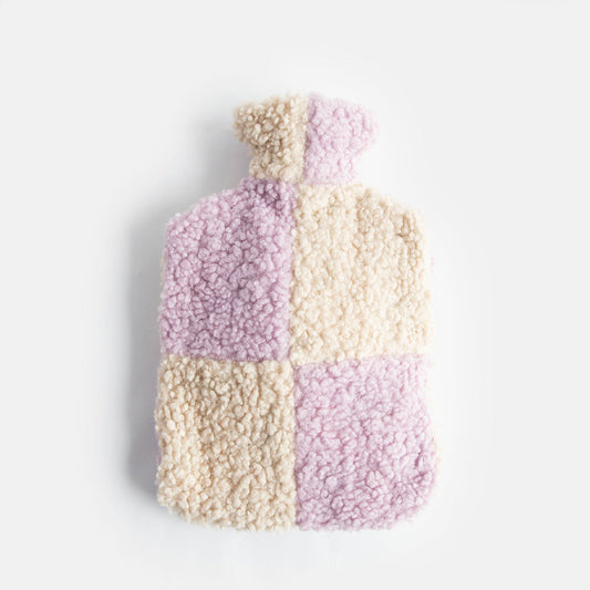 Caroline Gardner Lilac/Cream Check Borg Hot Water Bottle