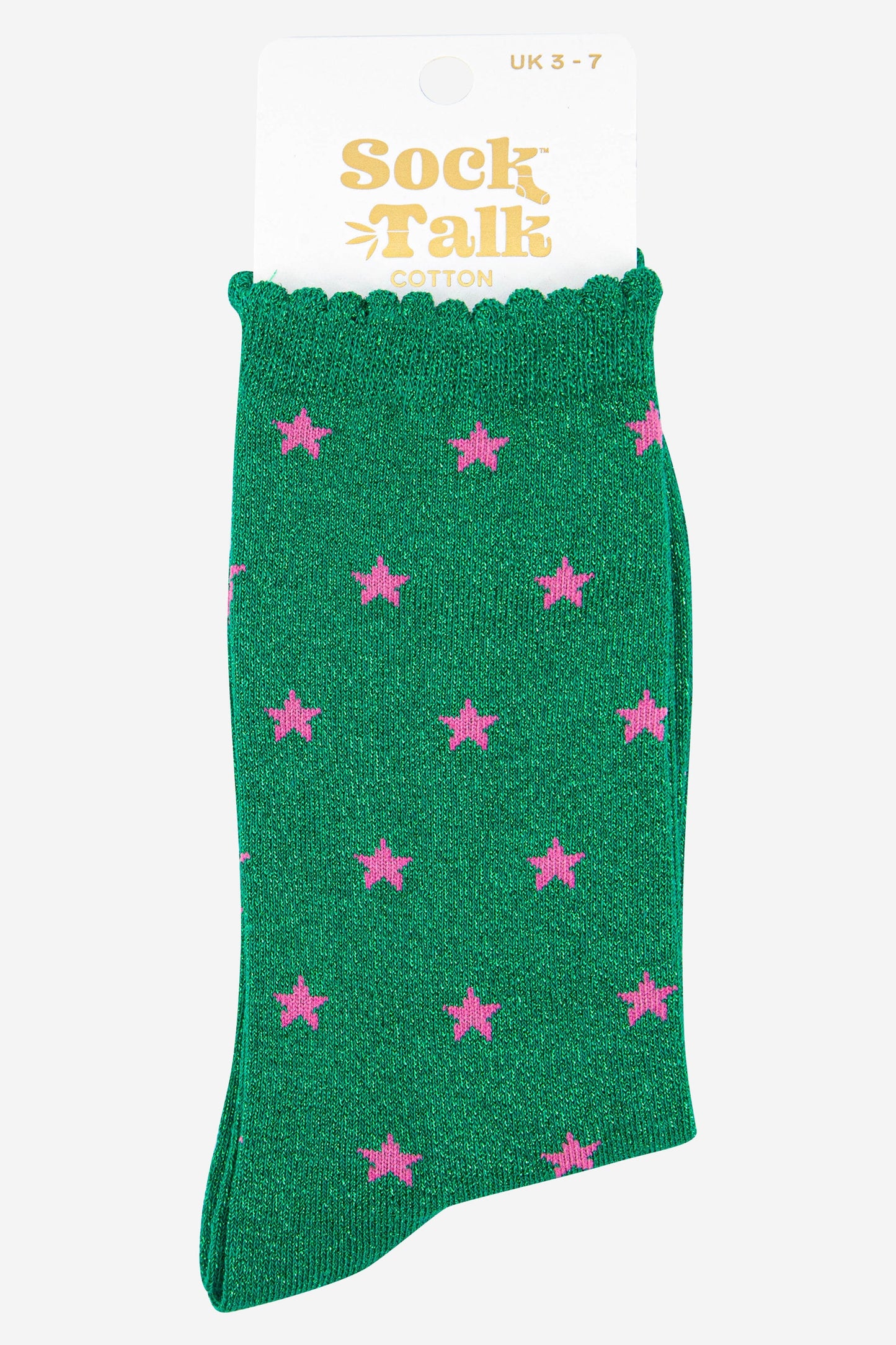 Women's Glitter Socks - Green, Stars
