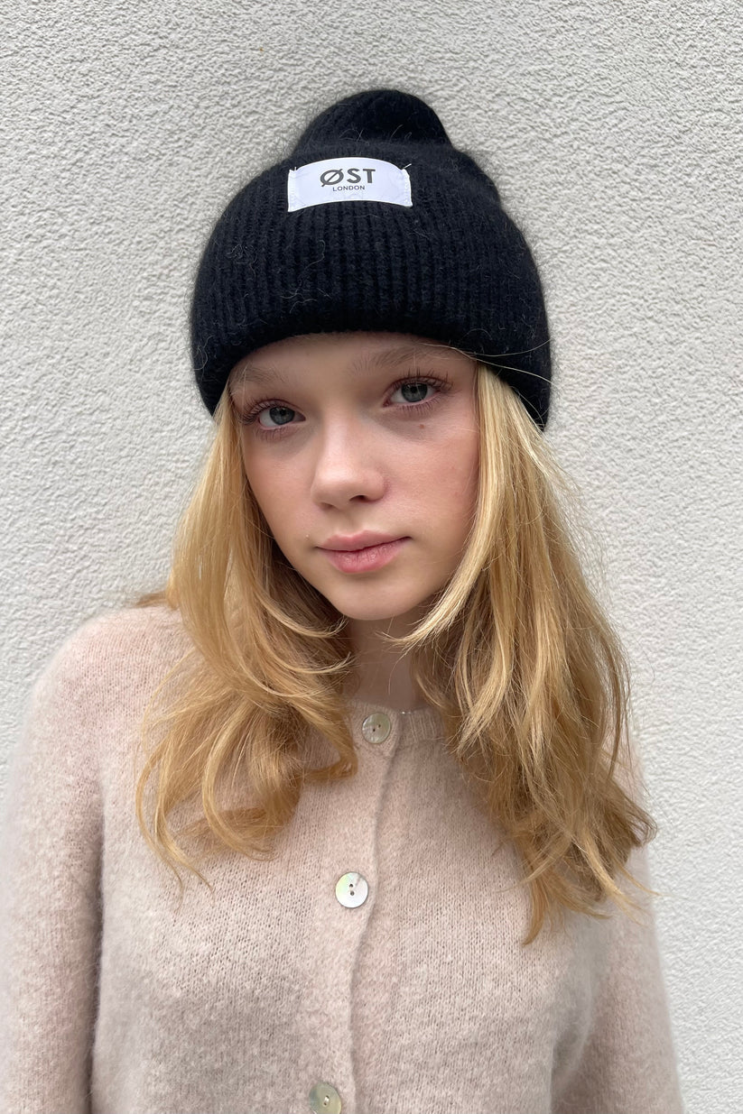 Ost London Clara Angora Beanie in Black