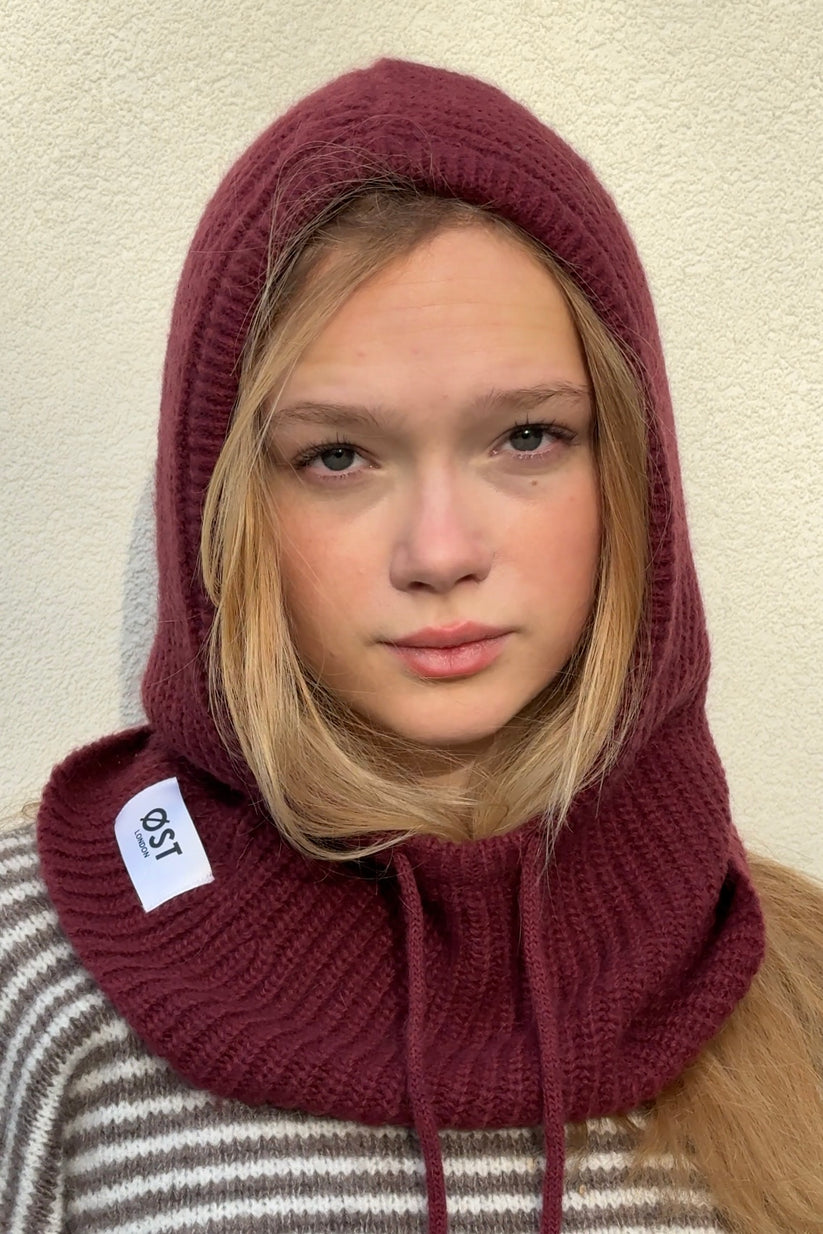 Ost London Marie Mohair Balaclava -Bordeaux