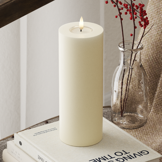 Flameless LED Pillar 7.5 x 20cm Candle - Cream