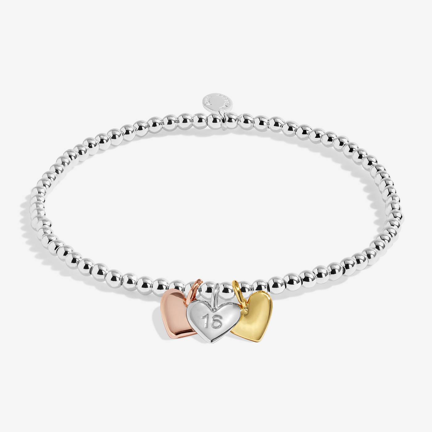 Joma Jewellery A Little Charmed Moments 'Happy 16th Birthday' Bracelet In Silver, Gold, and Rose Gold Plating