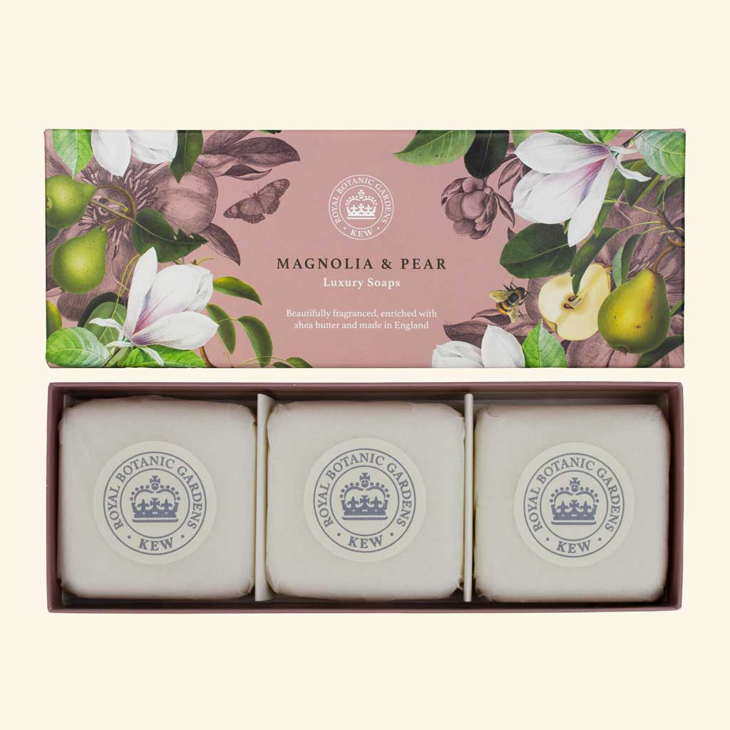 The English Soap Company - Kew Gardens Magnolia & Pear Triple Soap Gift Box