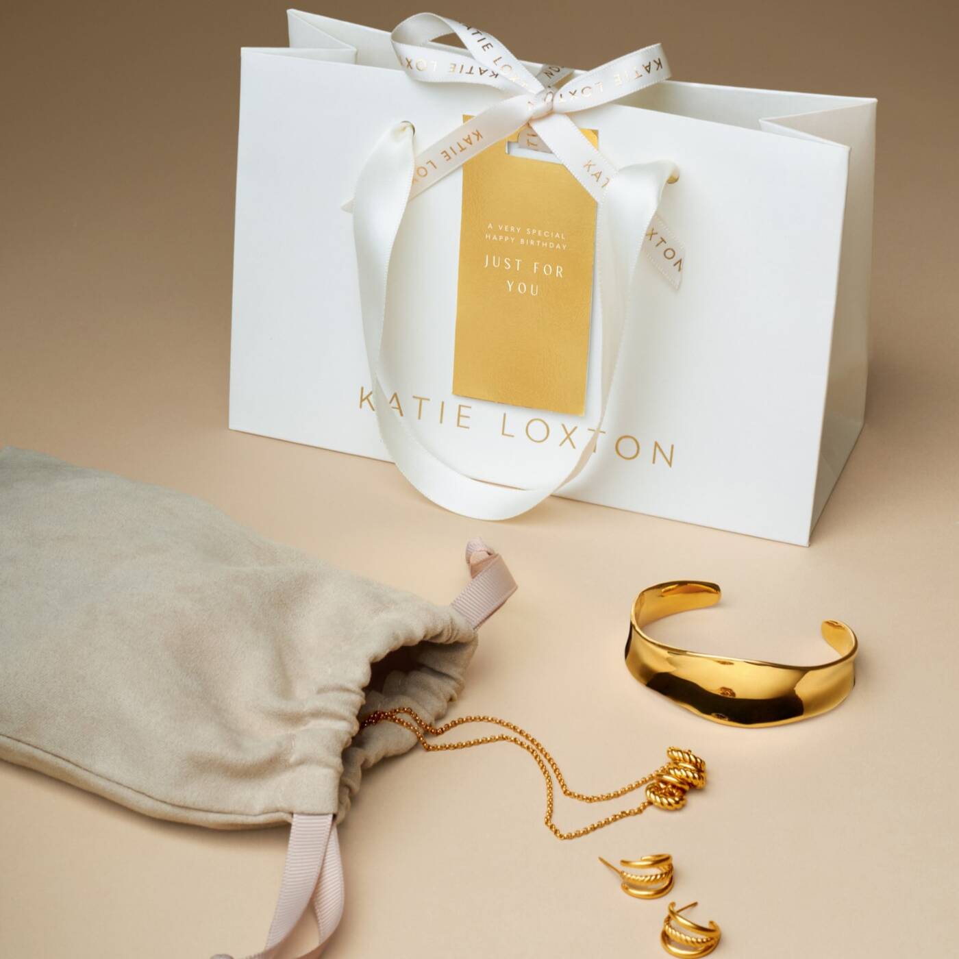 Katie Loxton 'Happy Birthday' Waterproof Gold Charm Bracelet