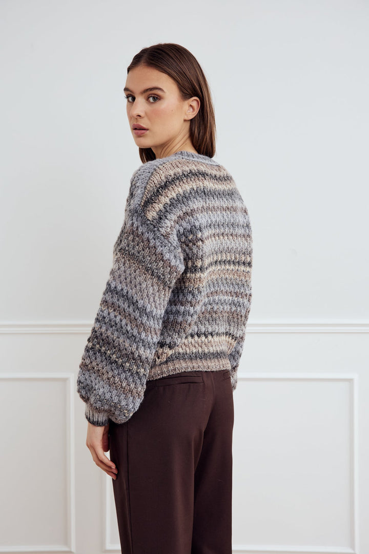 Noella Kae Knit Cardigan in Light Grey Mix